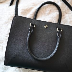 Tory Burch Black Satchel 3 pocket shoulder bag